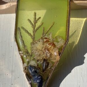 Green Resin Pendant with Natural Elements